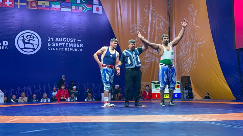 Pakistani athlete on the medal podium