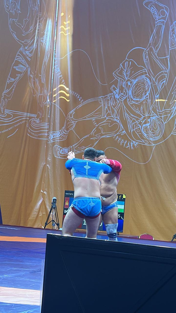 Pakistani wrestler competing in Mongol Wrestling
